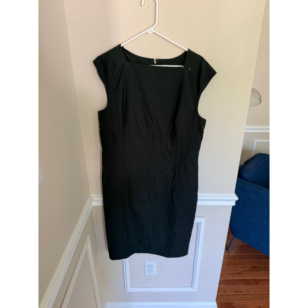 Ann Taylor Loft Square Neck Knee Length Dark Green NWOT Wool Blend Dress- Sz 14 - Picture 2 of 9